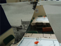 B&W bunting made from photographs of the estate